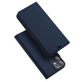 iPhone 12 læder flip cover / pung i blå