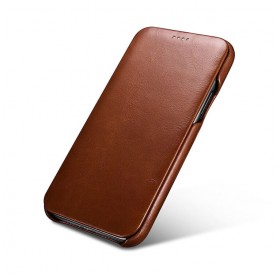 iPhone 11 flipcover i ægte brun læder