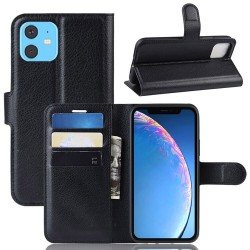 iPhone 11 læder cover pung sort flipcover