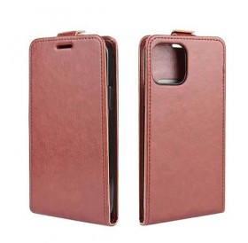 iPhone 12 mini vertical flip læder cover brun