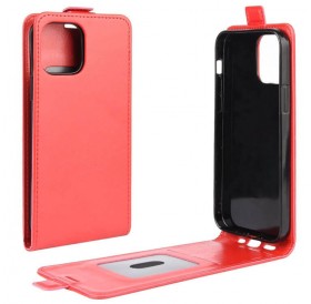 iPhone 12 mini vertical flip læder cover rød