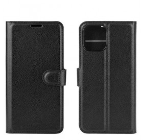 iPhone 12 mini læder flip cover / pung i sort