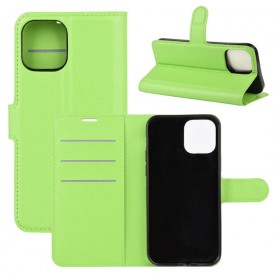 iPhone 12 mini læder flip cover / pung i grøn