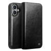 iPhone 16 flipcover i ægte sort læder