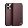 iPhone 16 Pro flipcover i ægte mørkebrun læder