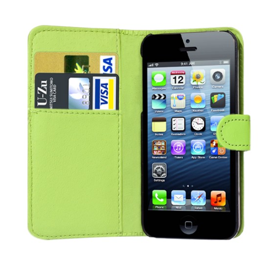 Oh ironi fungere iPhone 5 læder cover etui i grøn incl. stylus og skærmbeskytter