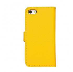 iPhone 5 læder etui gul incl. stylus og skærmbeskytter