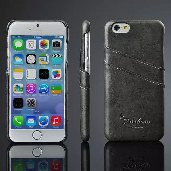 hul uhøjtidelig håndvask Køb iPhone 6 back cover i sort læder med kortholder til to kreditkort