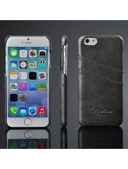 iPhone 8 læder cover i sort med kort holder