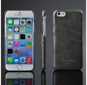 iPhone 8 læder cover i sort med kort holder