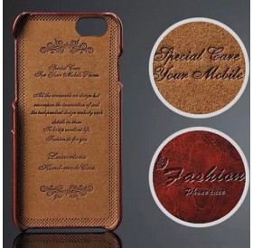  iPhone 6 hard back cover i læder lys brun med kort holder