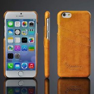  iPhone 7 hard back cover i læder lys brun med kort holder