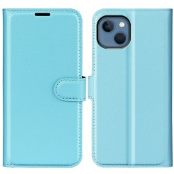 iPhone 14 læder cover pung blå flipcover