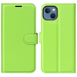iPhone 14 læder cover pung grøn flipcover