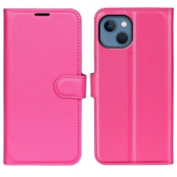 iPhone 14 læder cover pung rosa flipcover