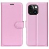 iPhone 15 læder cover pung pink flipcover