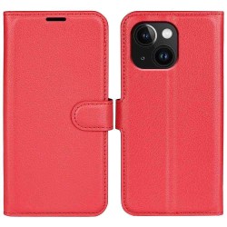 iPhone 15 læder cover pung rød flipcover