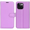 iPhone 15 læder cover pung lilla flipcover