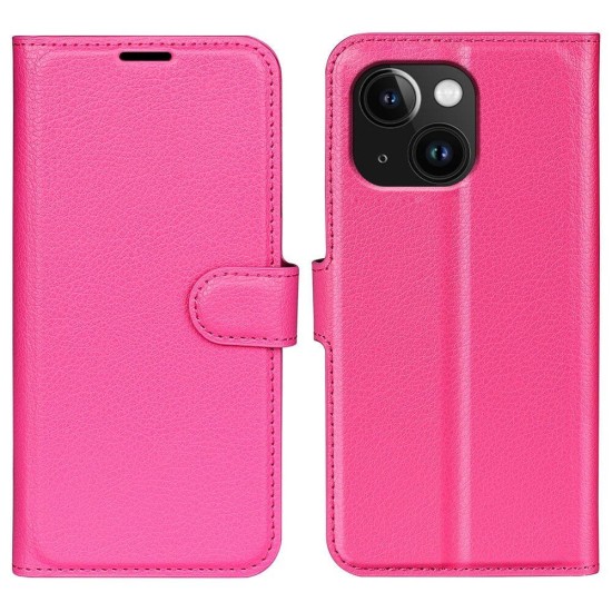 læder flipcover iphone 15 rosa