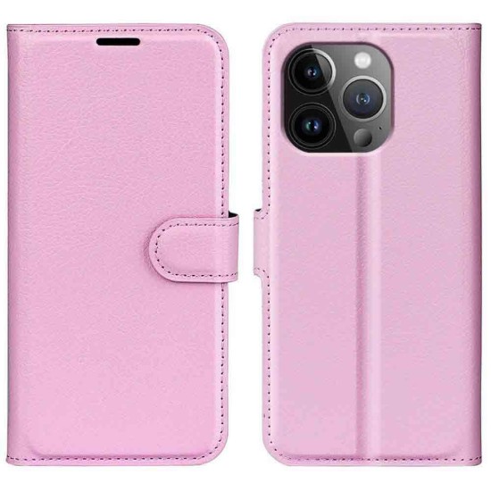 læder flipcover iphone 15 Pro pink