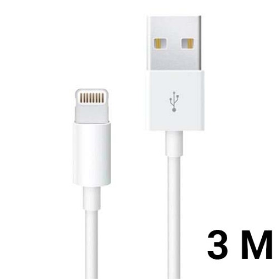 USB Lightning til iPhone - 3m ladekabel i hvid